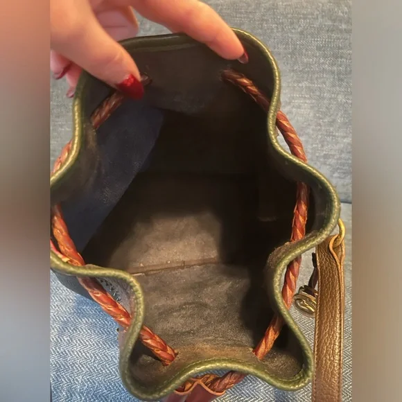 Vintage Dooney & Bourke All Weather Leather Tri-Color Drawstring Bucket Bag - Picture 12 of 14